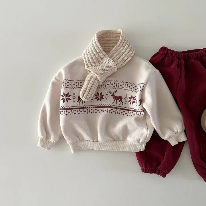 Christmas Patterened Fleece Sweatshirt