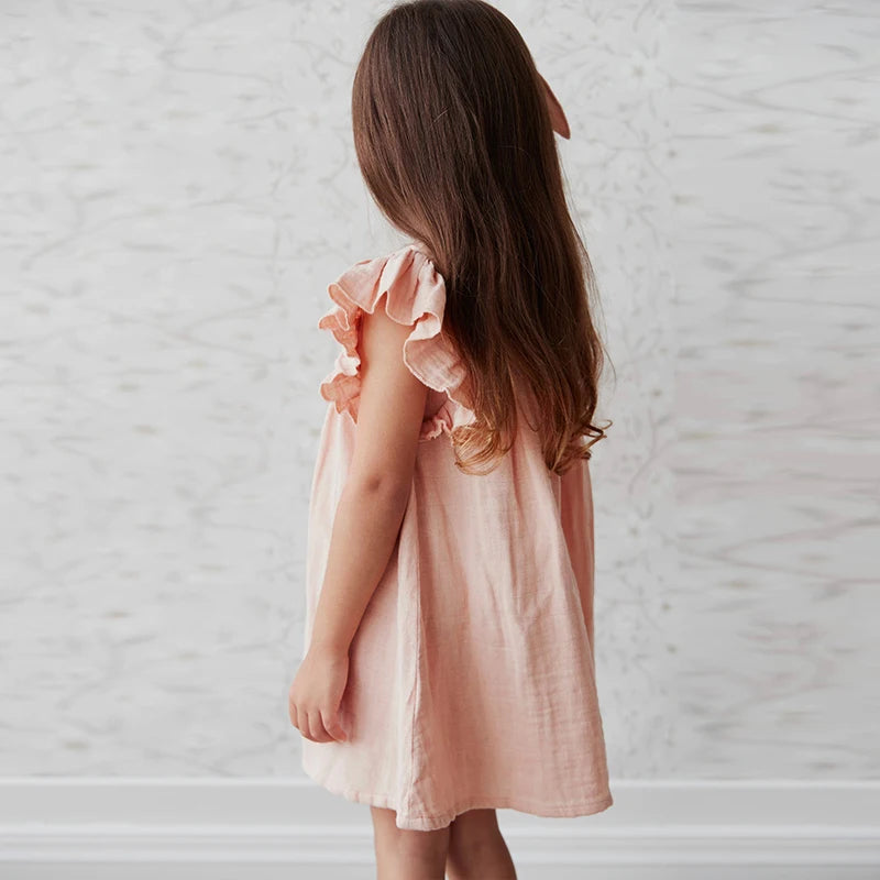 Girls Ruffled Sleeved Dress