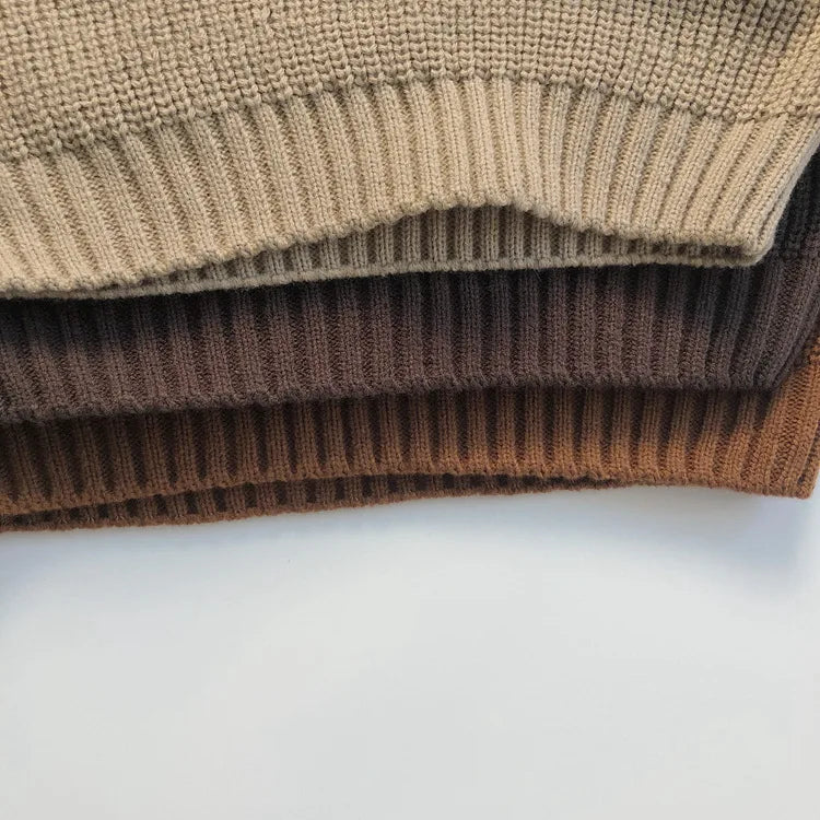Thick Turtleneck Knitted Solid Pullover