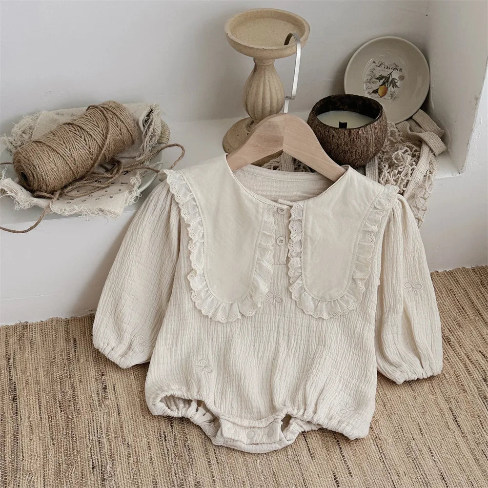 Large Lapel Lace Collar Romper