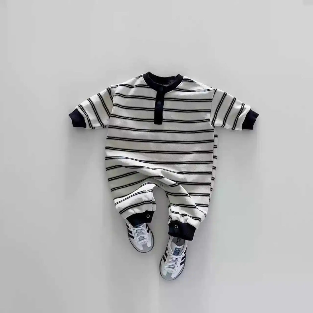 Long Sleeve Cozy Striped Romper