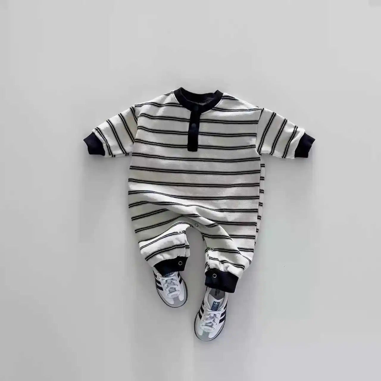 Long Sleeve Cozy Striped Romper