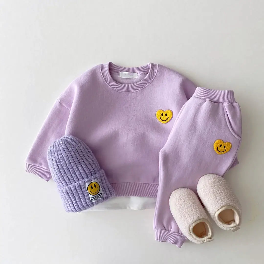 Smiley Patch Fleece Lined Jogger Set