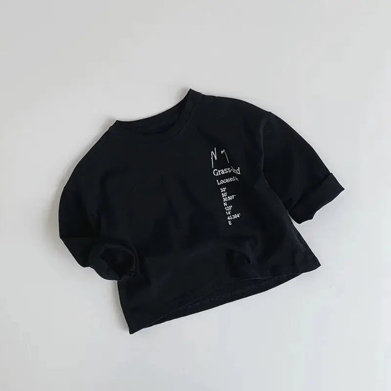 Boys Long Sleeve Letter Print Cotton Tee