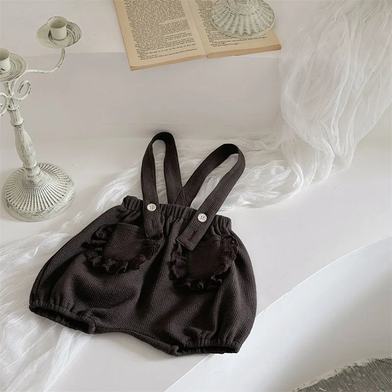 Solid Lace Overall Shorts