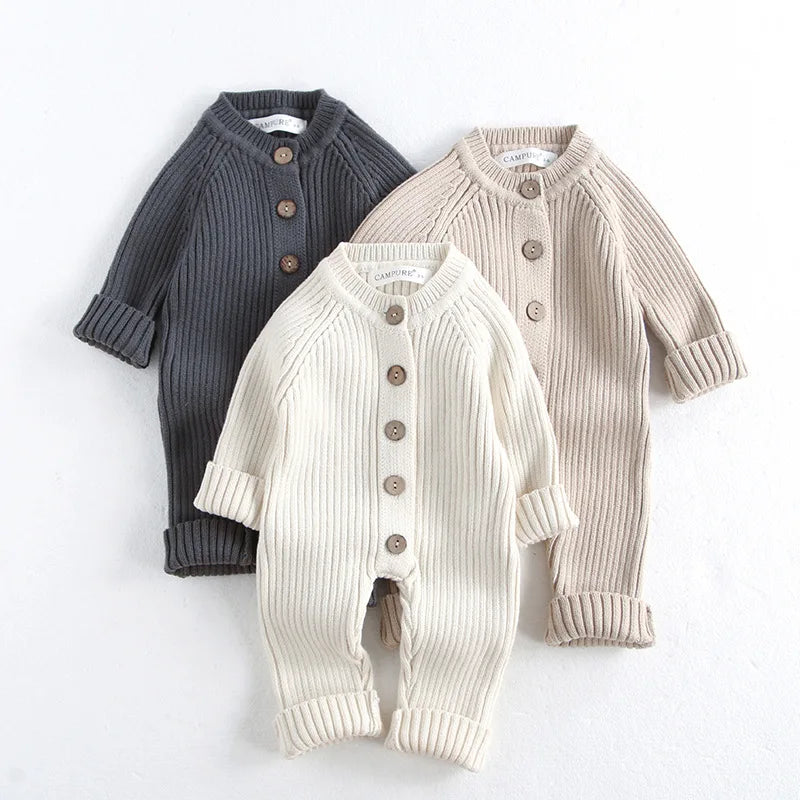 Solid Button-Down Knit Romper