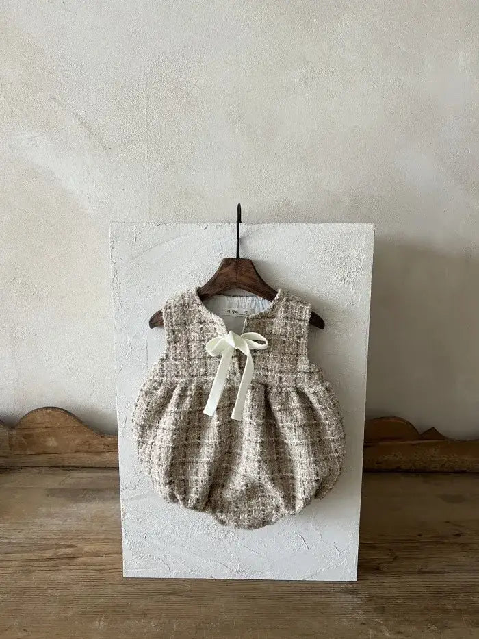 Sleeveless Plaid Thick Onesie