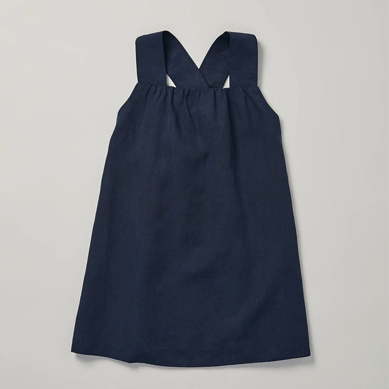 V-Back Linen Girls Dress