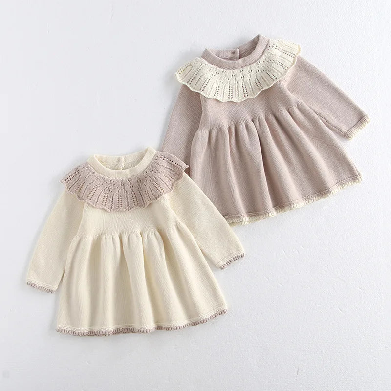 Autumn Girl's Knitted Princess Dress