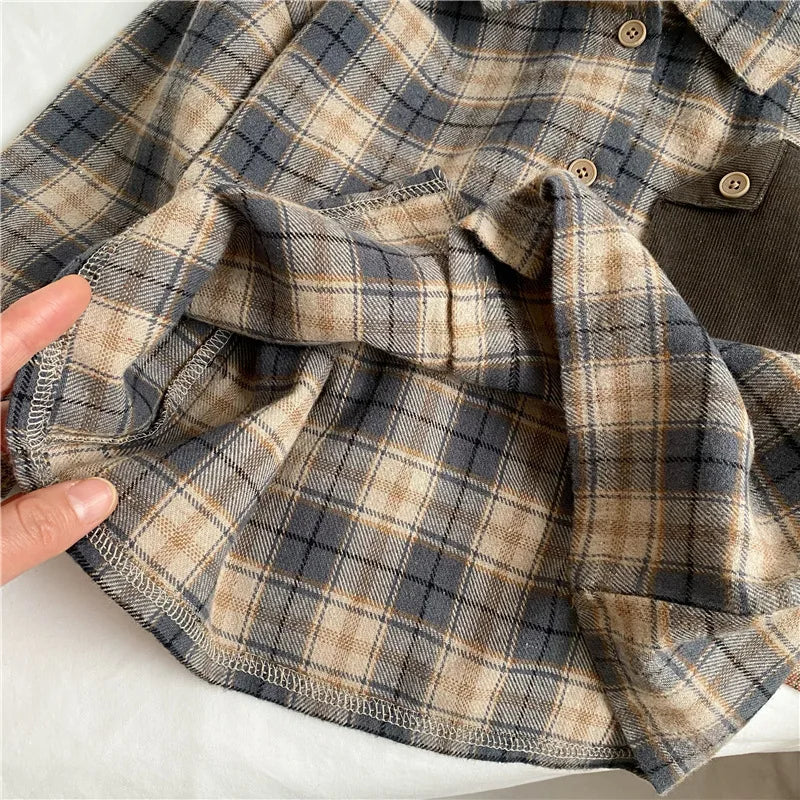 Retro Plaid Button-Down Shirt