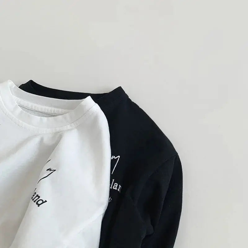 Boys Long Sleeve Letter Print Cotton Tee