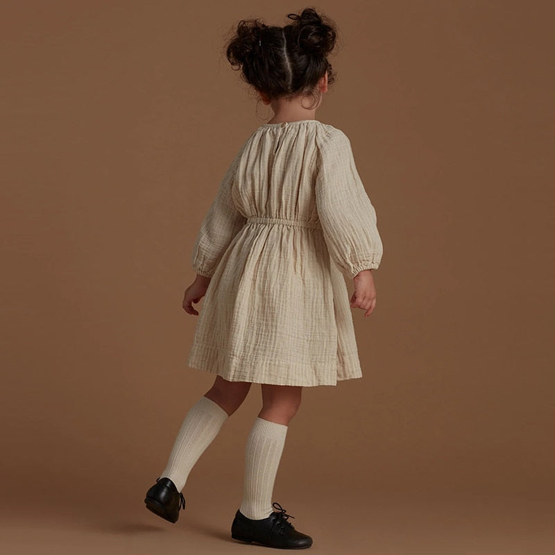 Long Sleeved Soft Muslin Dress