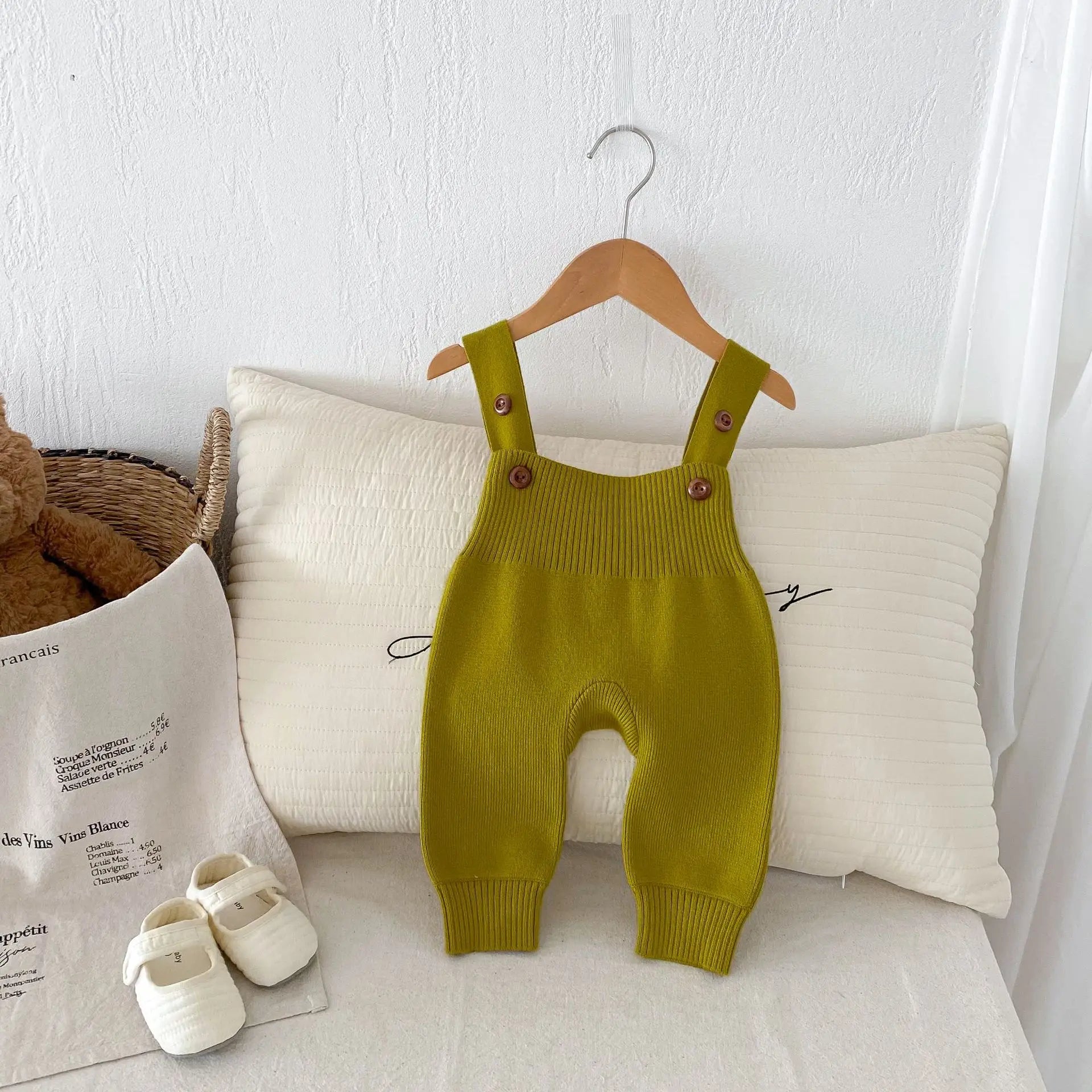 Girls Solid Knit Overalls