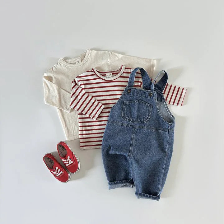 Solid Denim Kids Overalls