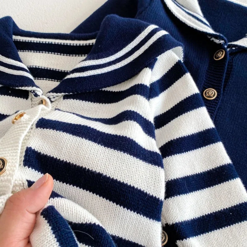 Navy Collar Knit Romper