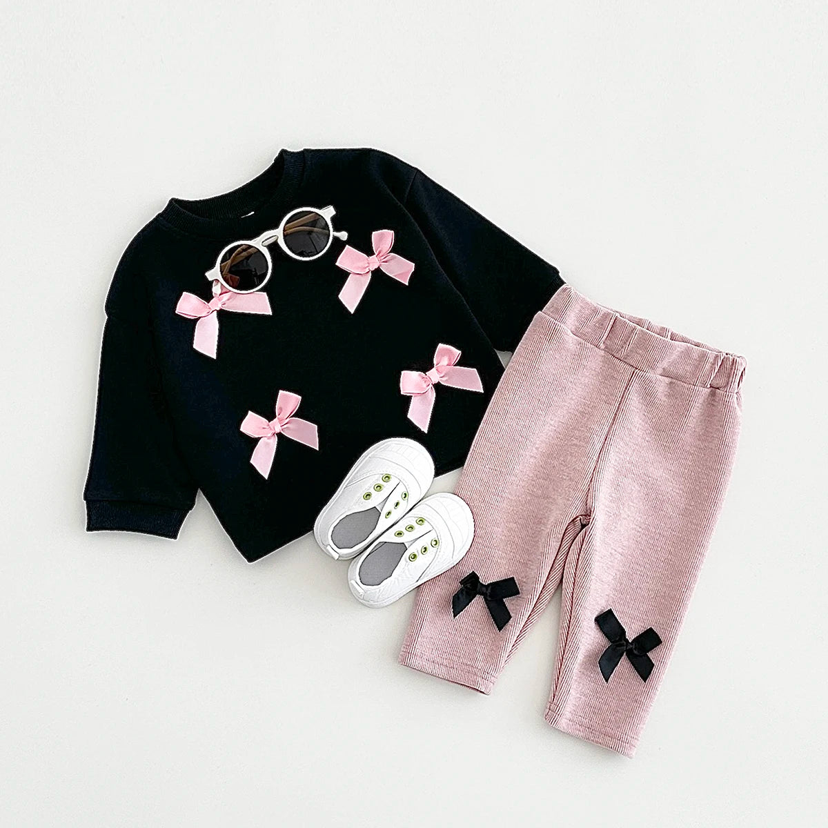 Girls Long Sleeved Bow Top & Pants Set