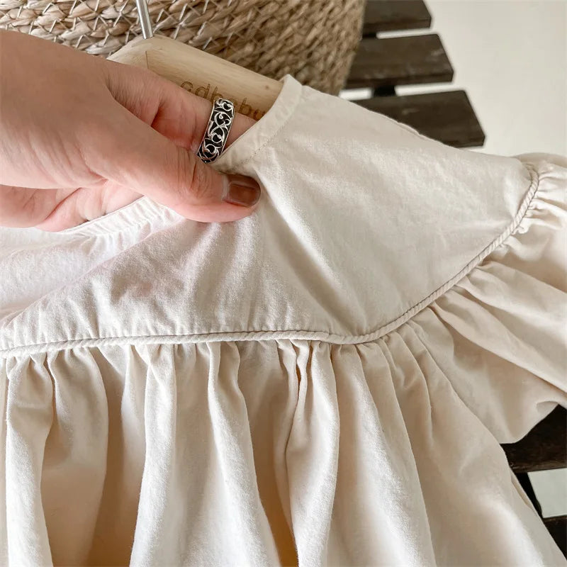 Puff-Sleeved Solid Dress