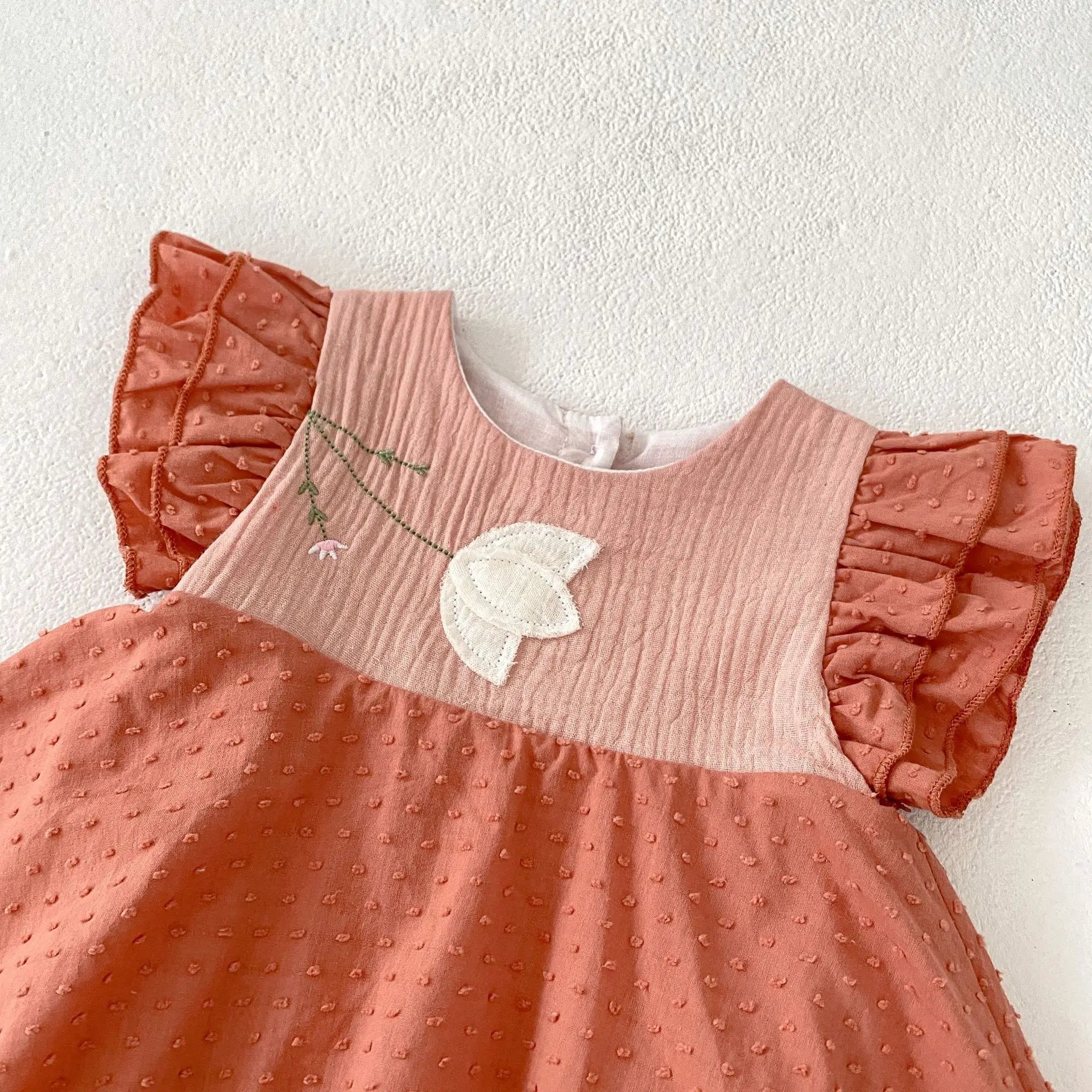Tulip Embroidered Girls Onesie