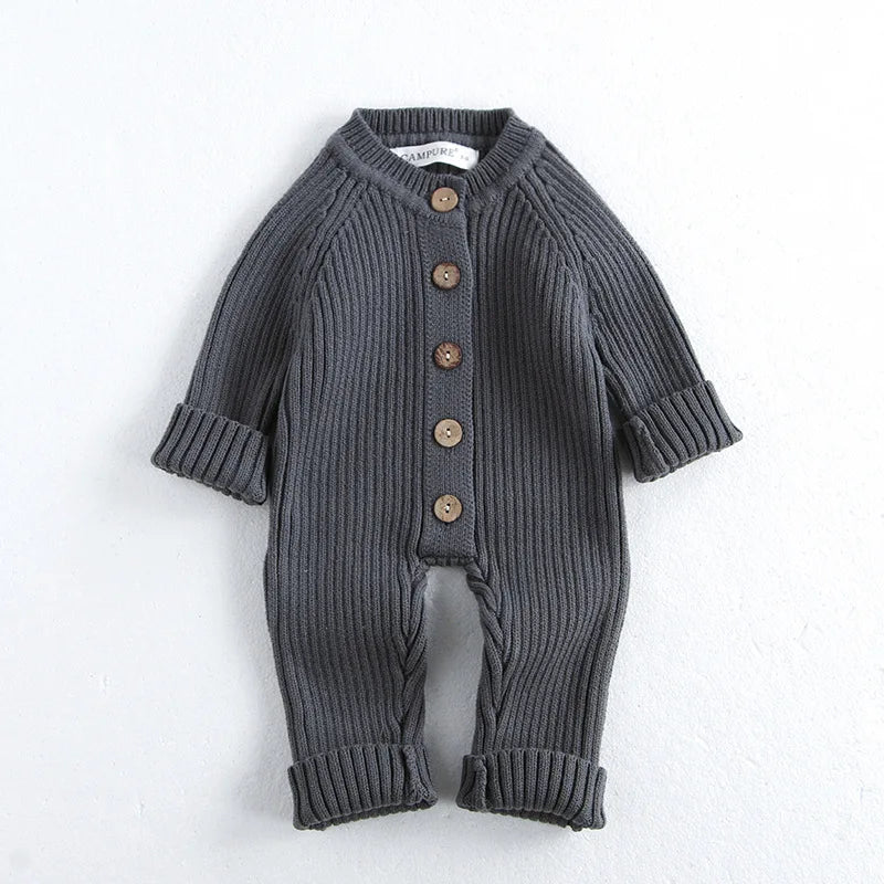 Solid Button-Down Knit Romper