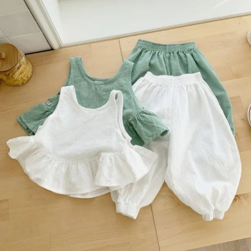 Solid Ruffle Camisole & Pants Set