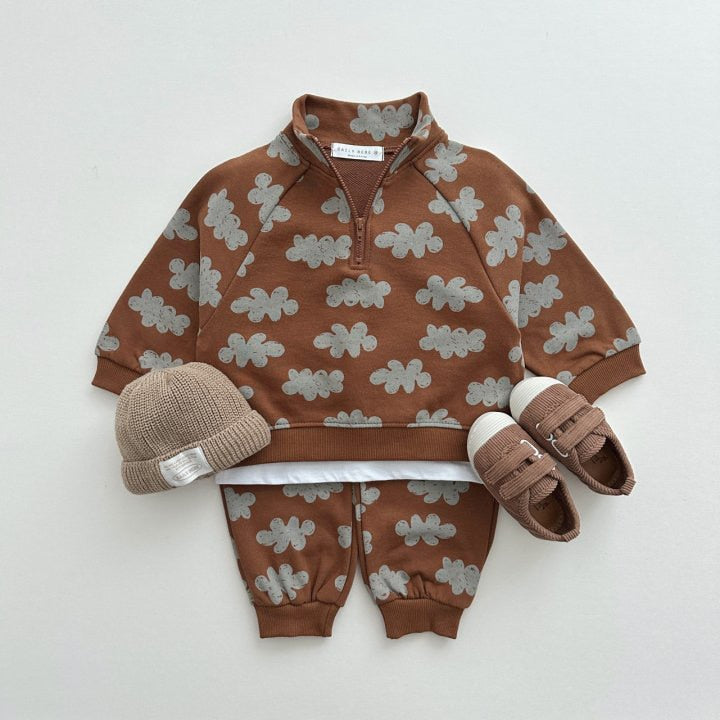 Patterned Half-Zip Jogger Set