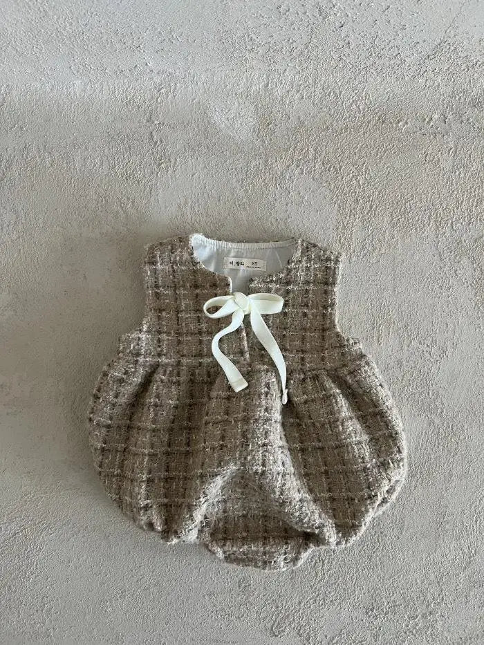Sleeveless Plaid Thick Onesie