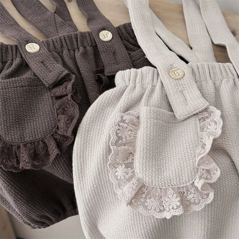 Solid Lace Overall Shorts