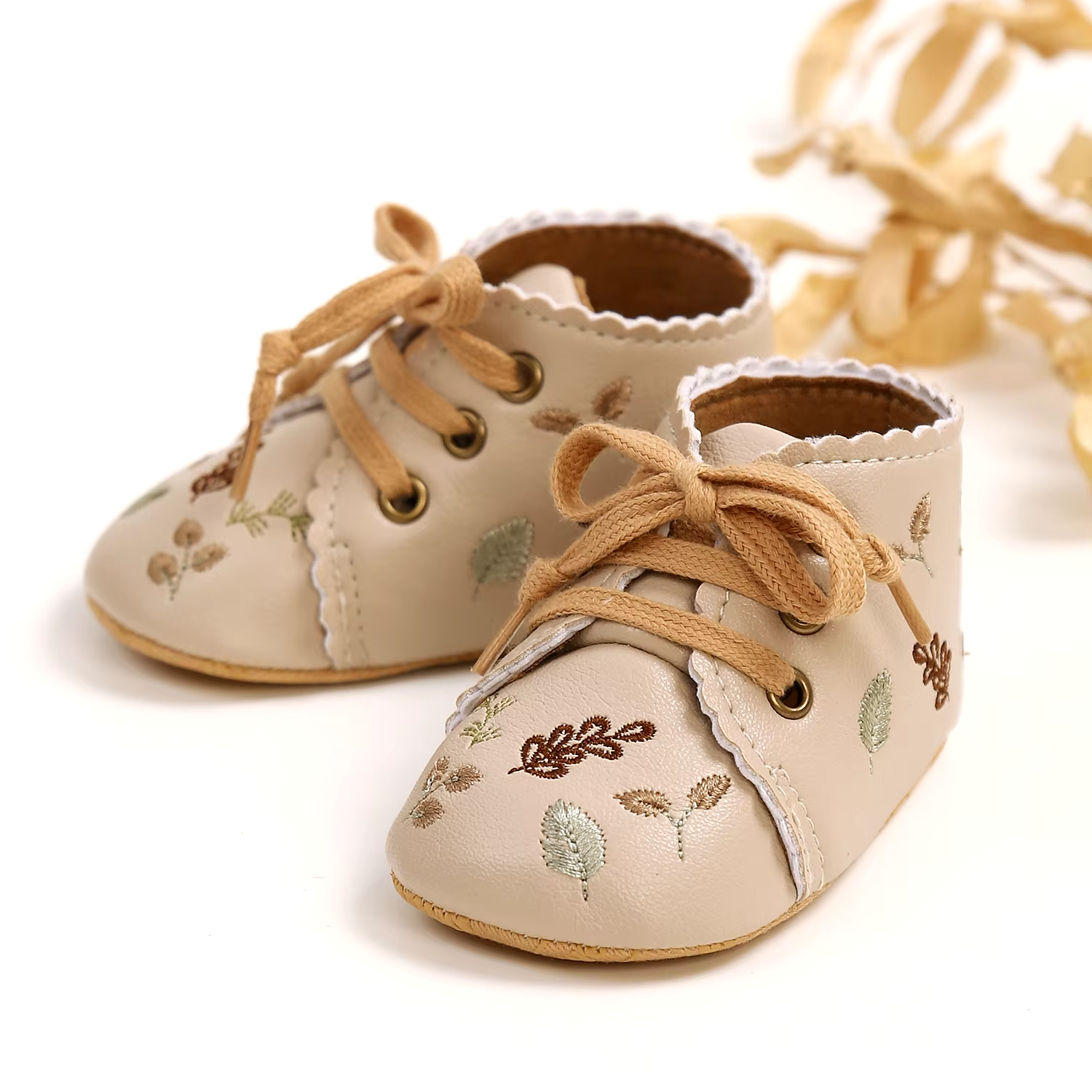 Fleece Anti-Slip Floral Winter Booties for Newborns
