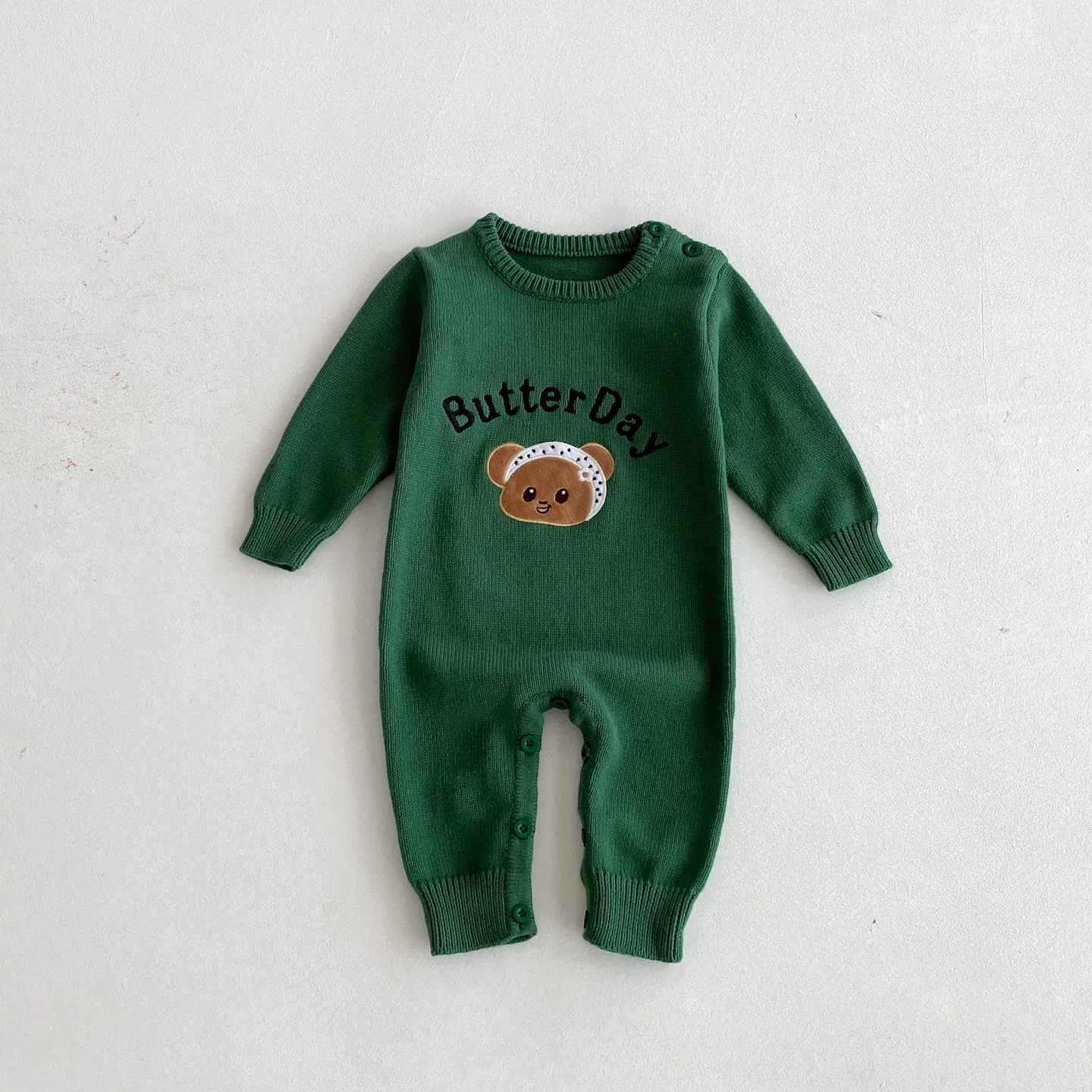 'Butter Day' Long Sleeve Knitted Romper