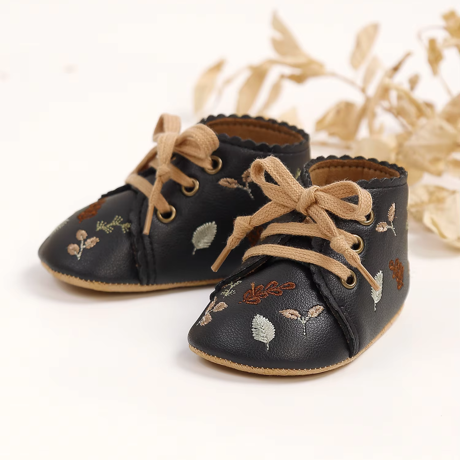 Fleece Anti-Slip Floral Winter Booties for Newborns