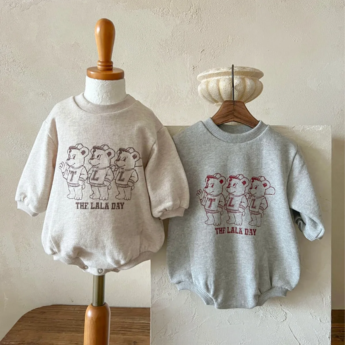 Cute Bear Print Long Sleeve Casual Romper