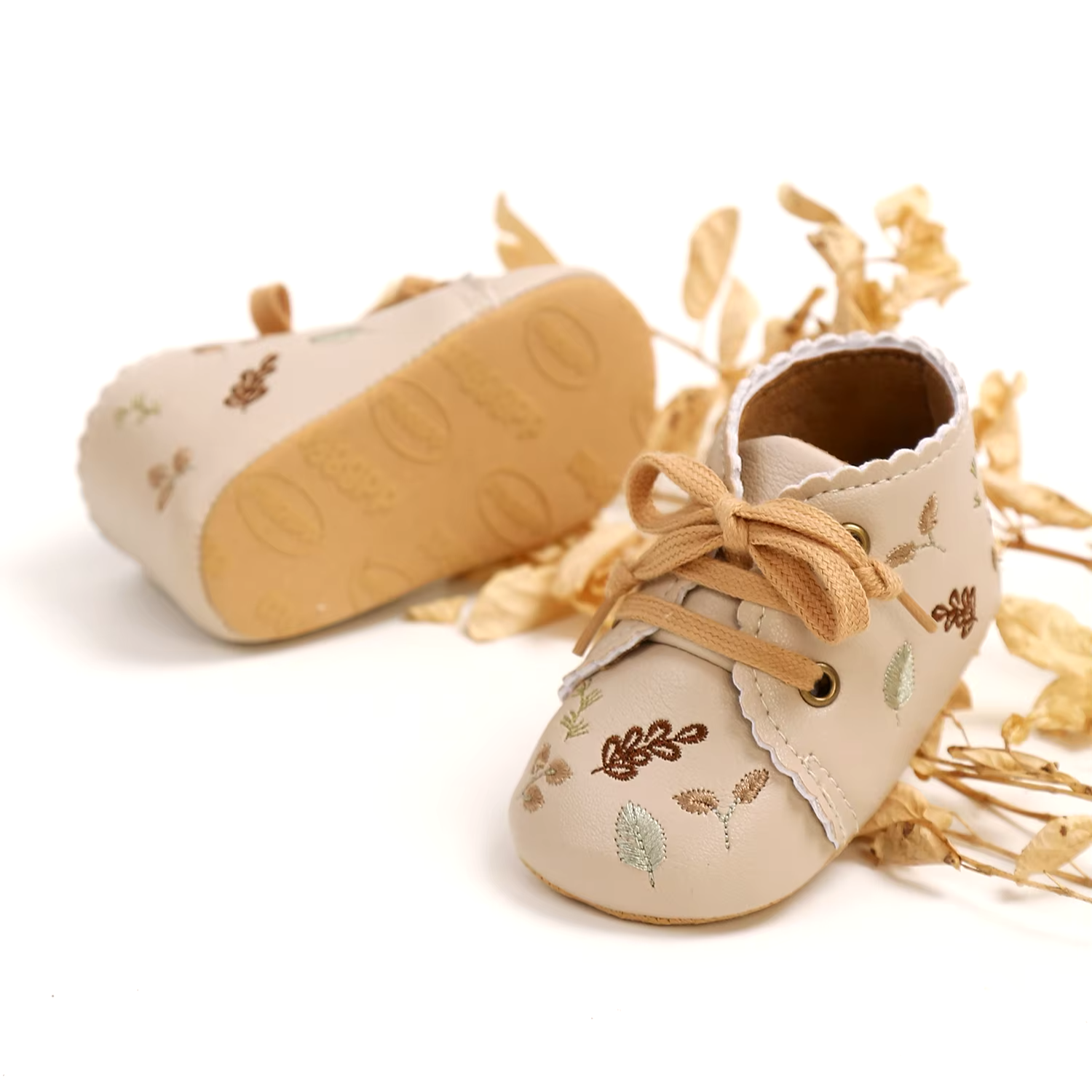 Fleece Anti-Slip Floral Winter Booties for Newborns