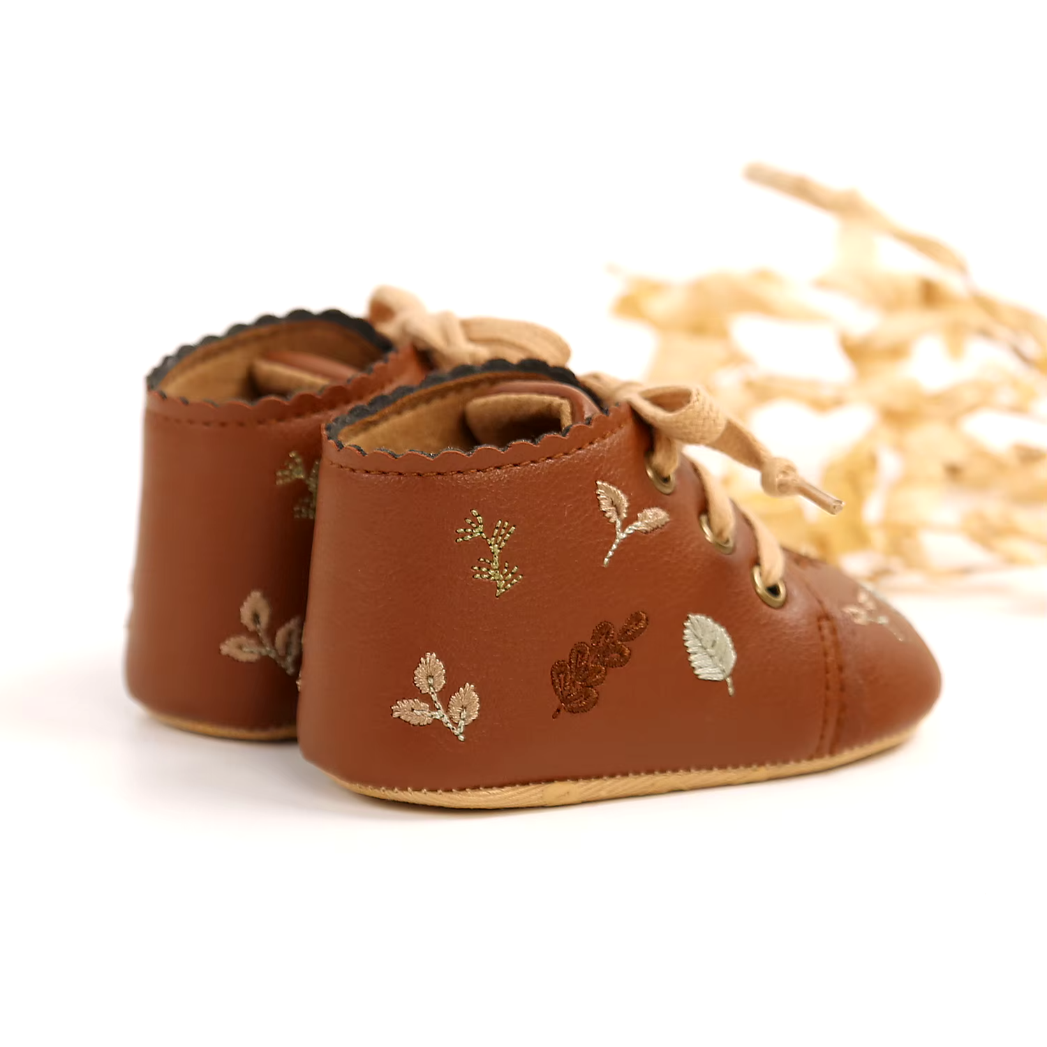 Fleece Anti-Slip Floral Winter Booties for Newborns
