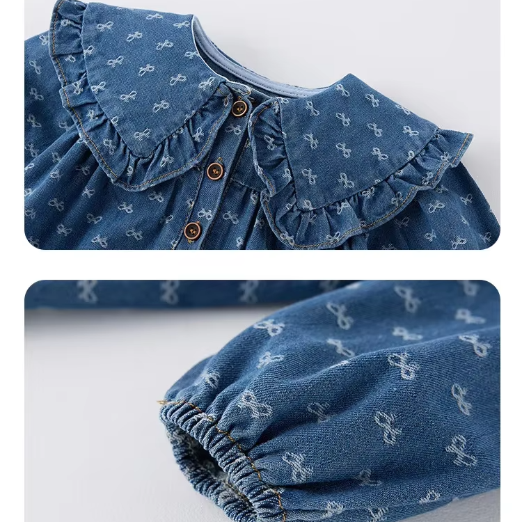 Girl's Denim Lapel Dress