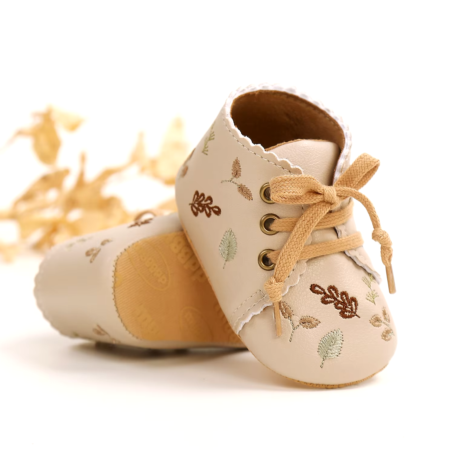 Fleece Anti-Slip Floral Winter Booties for Newborns