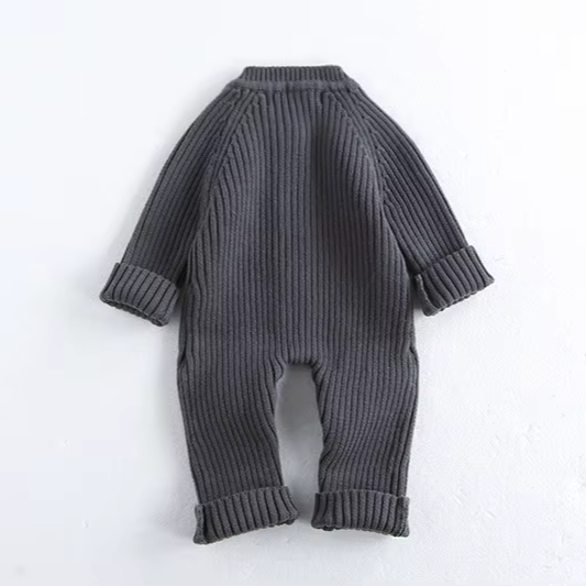 Solid Button-Down Knit Romper