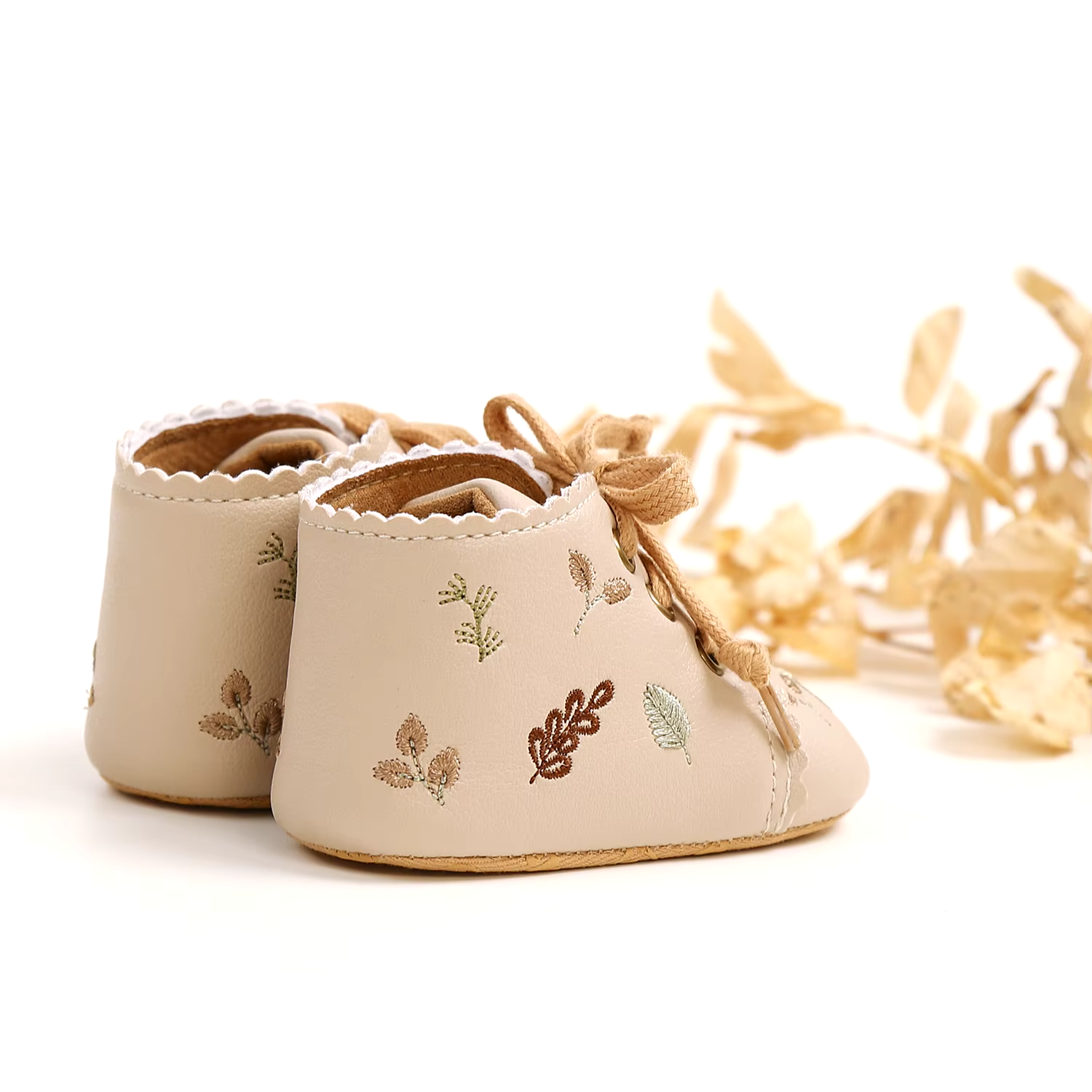 Fleece Anti-Slip Floral Winter Booties for Newborns