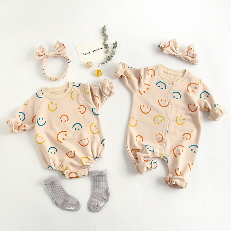 Colorful Smiley Onesie With Headband