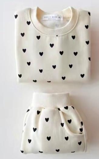 Long-Sleeved Heart Two-Piece Set