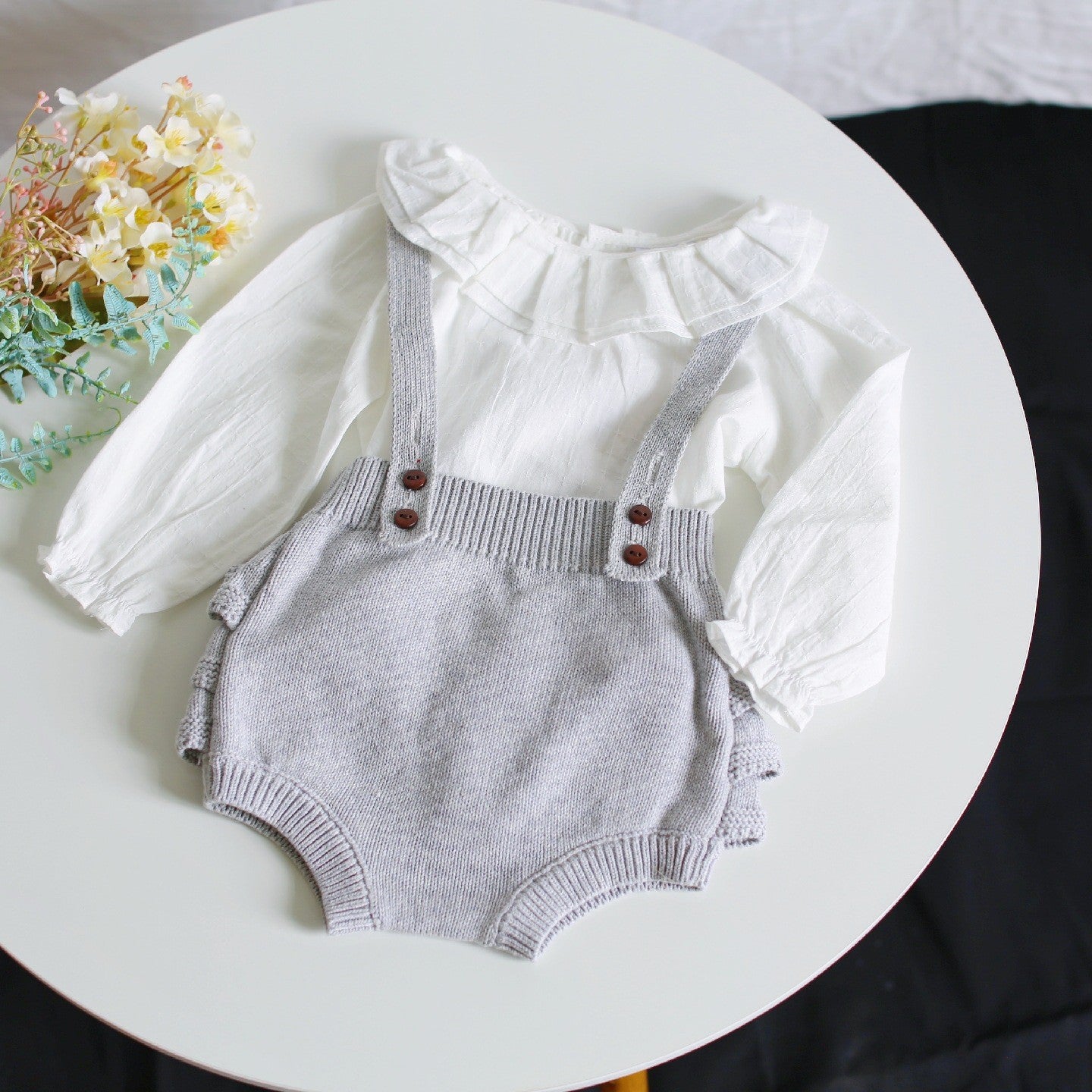 Sleeveless Knitted Ruffled Romper