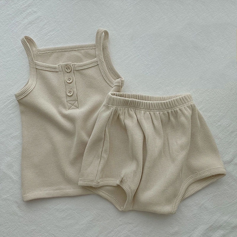 Solid Sleeveless Tops & Shorts Set