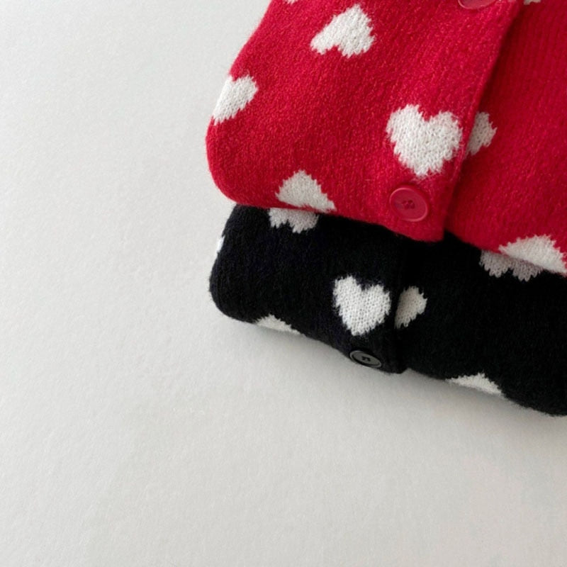 Thick Heart Print Cardigan
