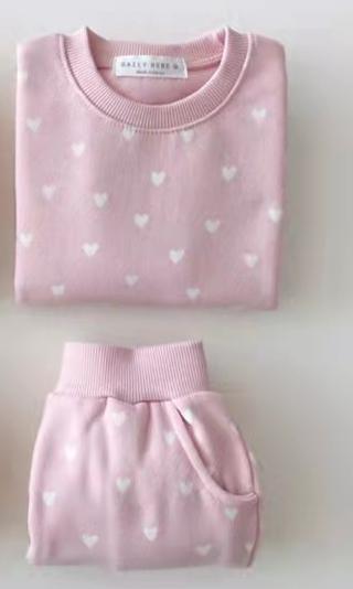 Long-Sleeved Heart Two-Piece Set