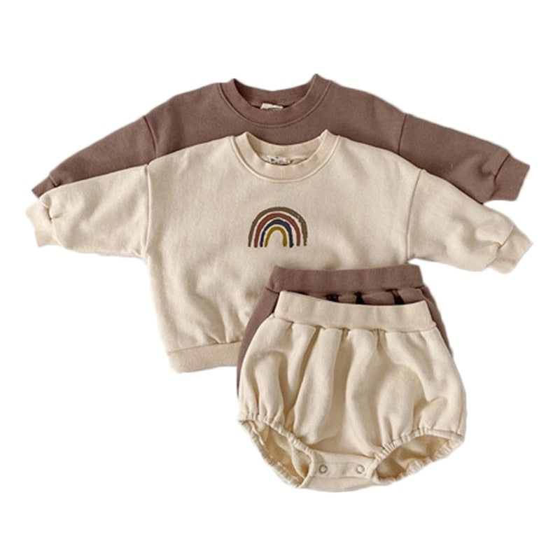 Rainbow Sweatshirt & Shorts Set