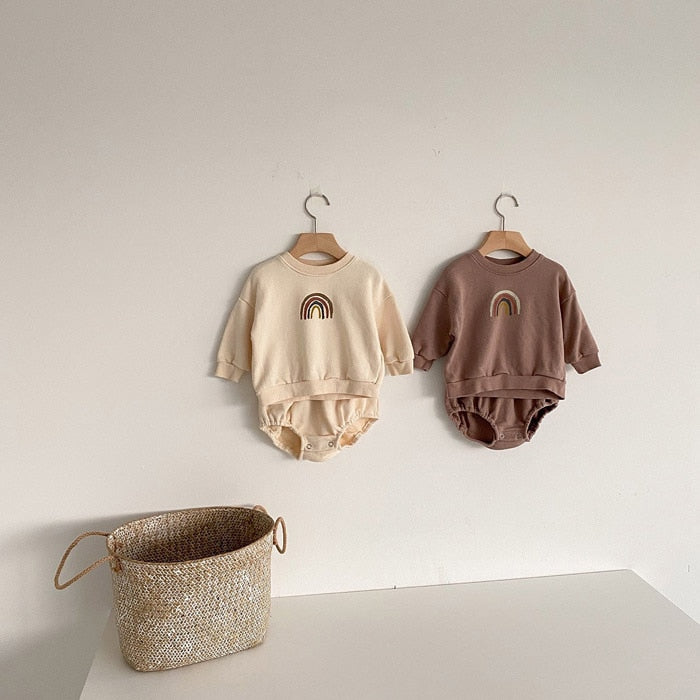 Rainbow Sweatshirt & Shorts Set