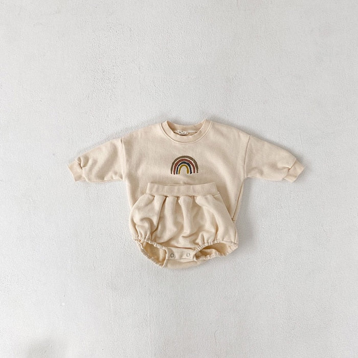 Rainbow Sweatshirt & Shorts Set