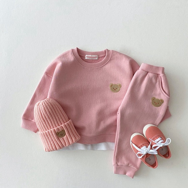 Pink Cute Bear Jogger Set