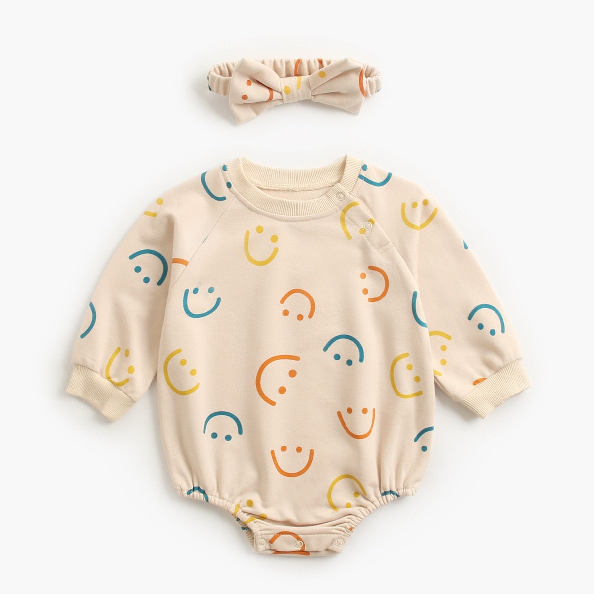 Colorful Smiley Onesie With Headband