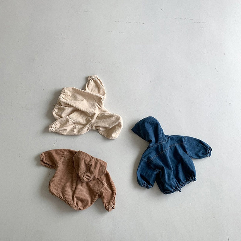Hooded Corduroy/Denim Jacket