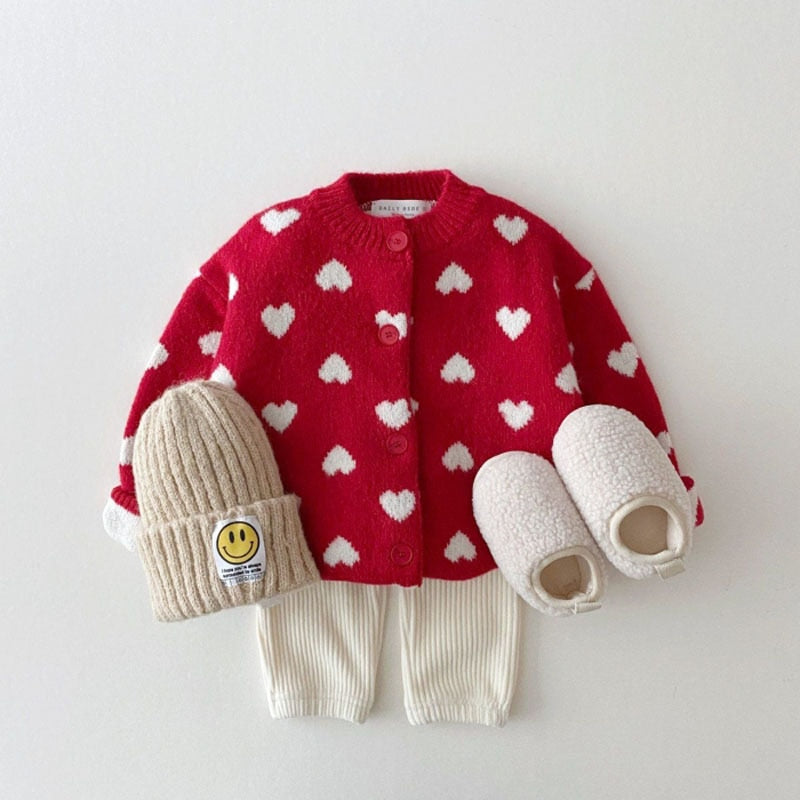 Thick Heart Print Cardigan